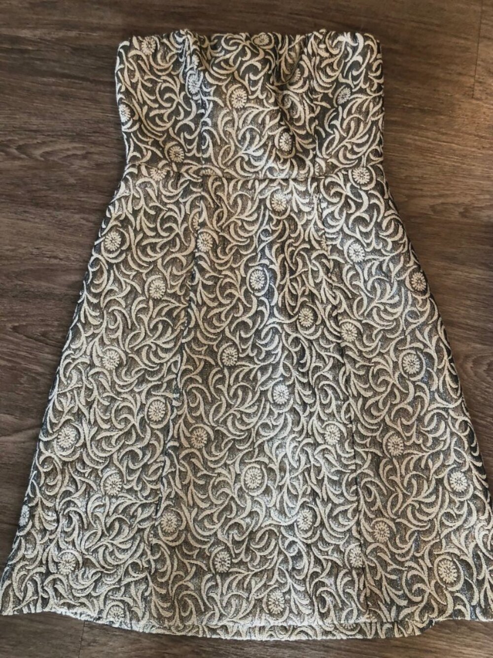 THE LIMITED Women's Silver / Gray Brocade Bubble Strapless Dress Size 0 NEW